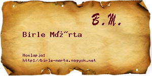 Birle Márta névjegykártya